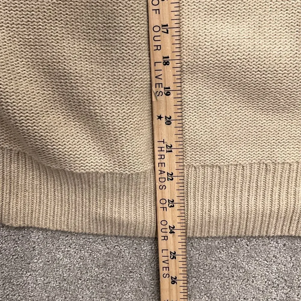 GAP‎ Cardigan Men L Beige Cotton Knit Classic Grandpa Retro Academia Sweater